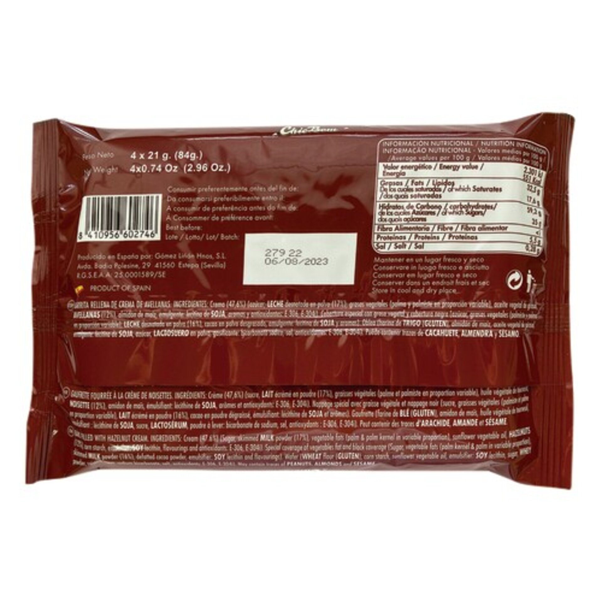 CHICBOM 18 paquetes de 4 unidades cada paquete barritas rellenas chocolate - 2