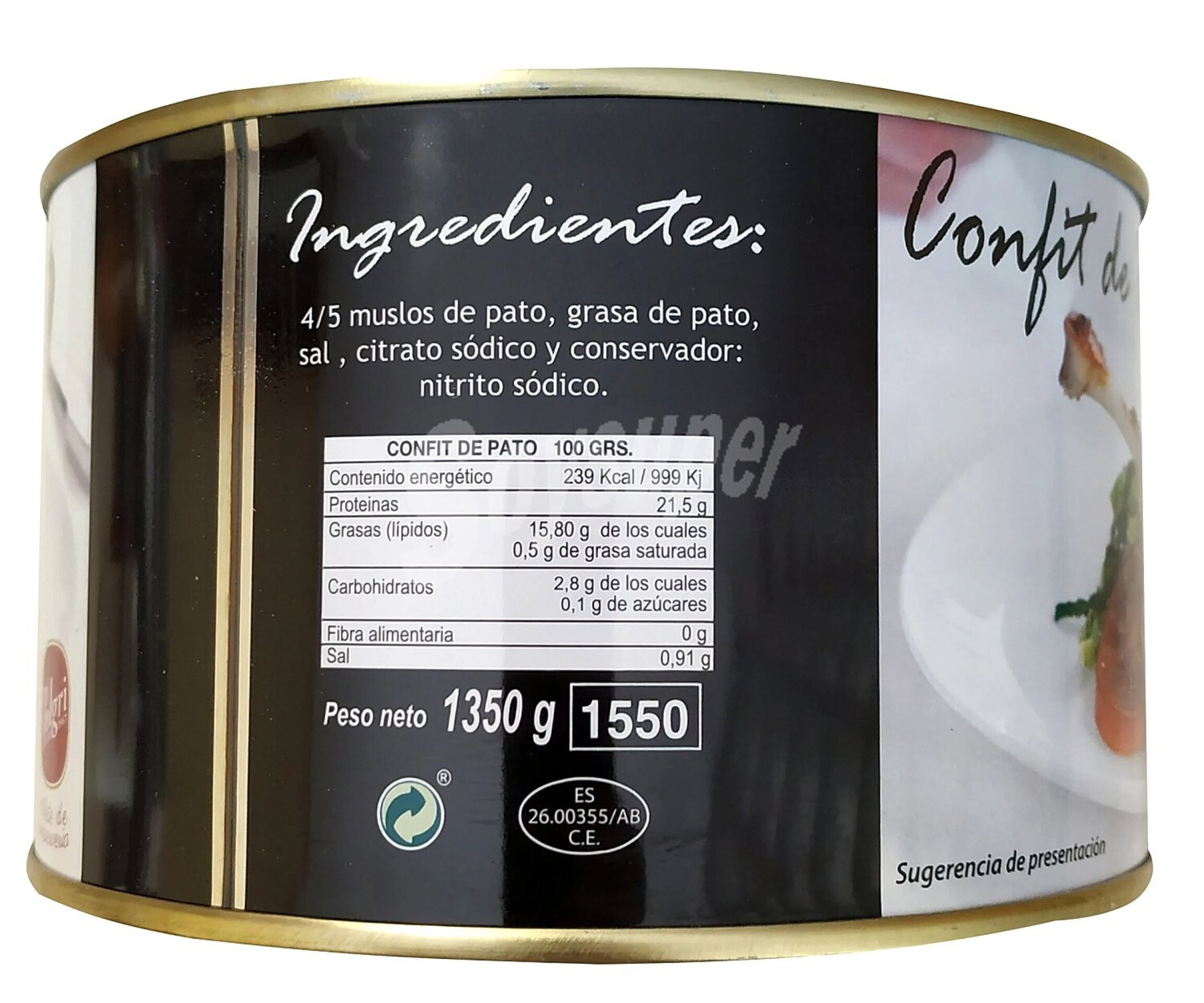 CONFIT DE PATO 4/5 MUSLOS POLGRI 1,35 KG pol - 3