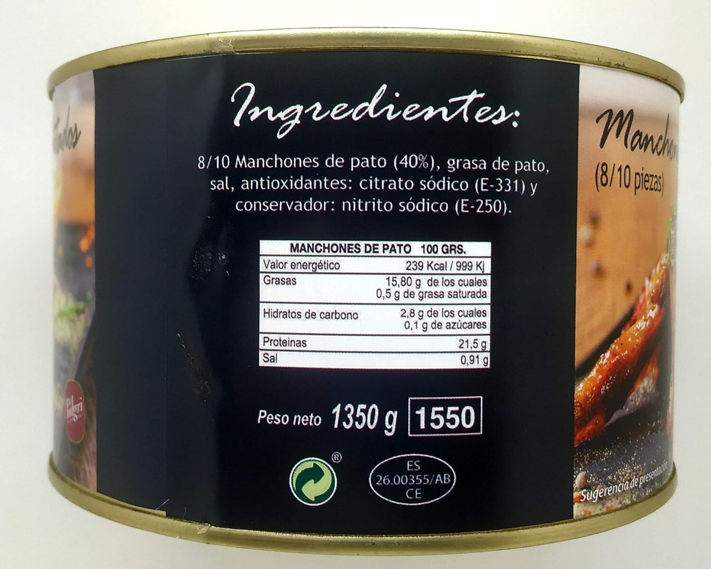 Manchones de Pato Confitados Polgri (8-10 unidades) - 1350g - 3